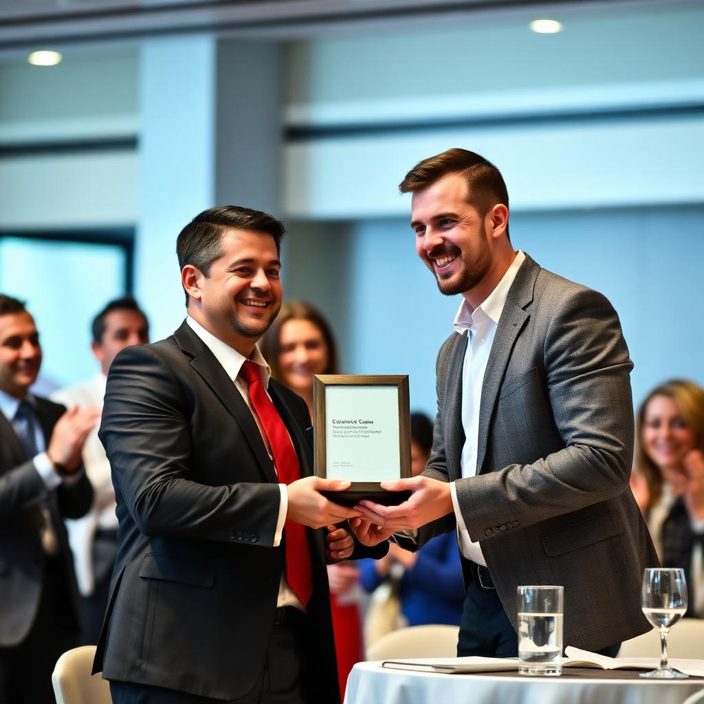 Entrega de prêmio no evento