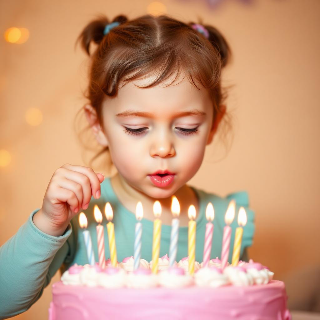 Menina soprando velas do bolo